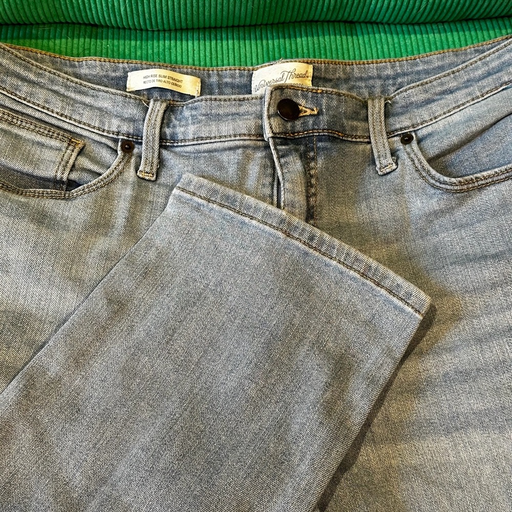 Universal Thread Light Blue Distressed High Rise Straighg Jeans Size 16 - Picture 11 of 11